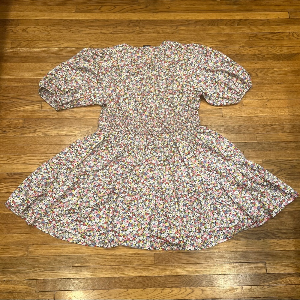 Gap Ditsy Floral Puff Sleeve Smocked Waist Mini Dress 100% Cotton | Size: XL - Picture 6 of 10